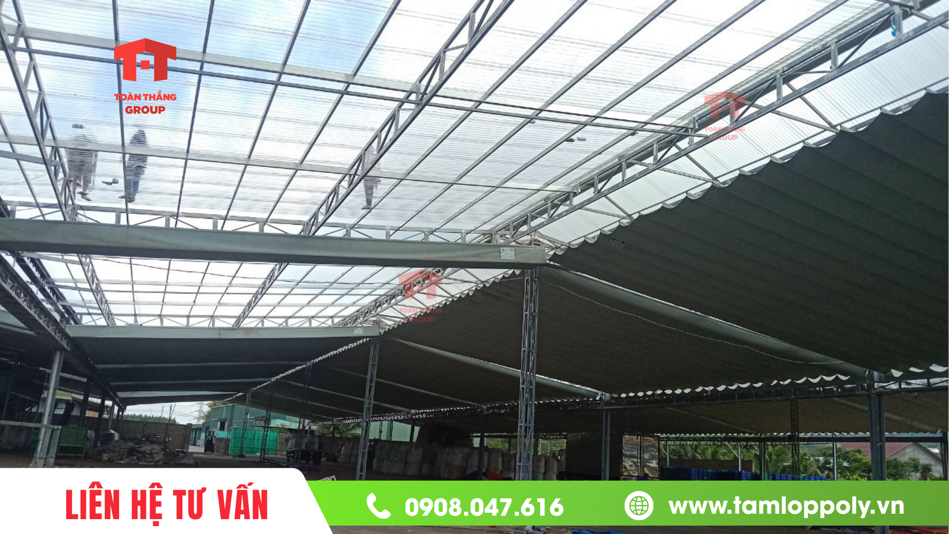 Ứng dụng tôn sóng tròn lấy sáng poly solar light trong thi công mái nhà xưởng