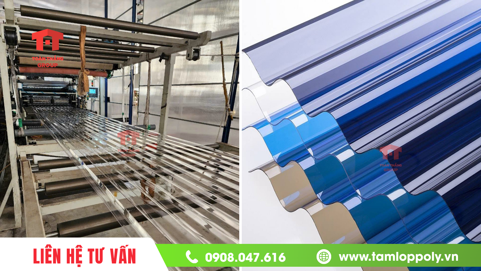 Hình ảnh tôn sóng tròn lấy sáng poly solar light do Toàn Thắng sản xuất và phân phối