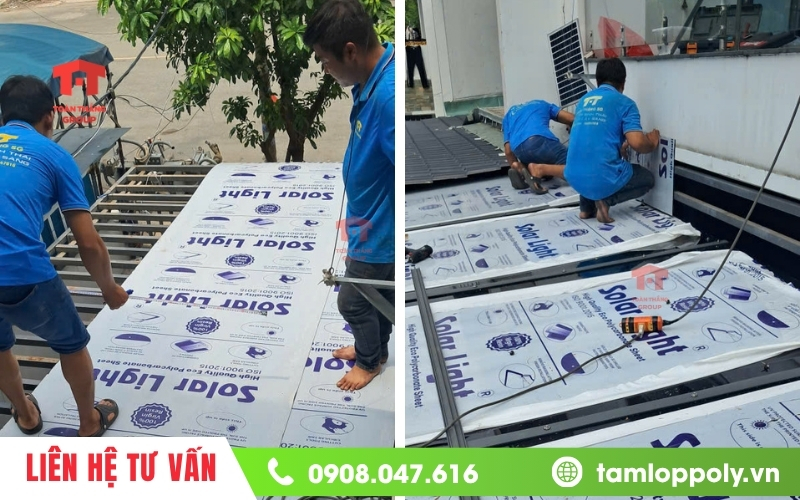 Thi công tấm polycarbonate tại Toàn Thắng