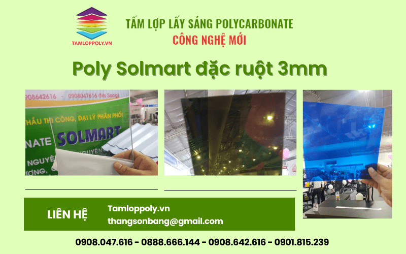 Tấm Poly Solmart đặc ruột 3mm